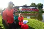 Tiger Woods attends the Quicken Loans National PGA Golf Tournament with his daughter Sam and son Charlie