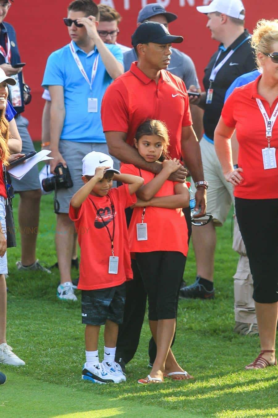 Tiger Woods Attends The Quicken Loans National Pga Golf Tournament With Children Sam Charlie