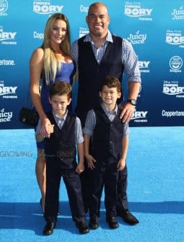 Tito Ortiz with twins Jett and Journey at the Finding Dory Premiere