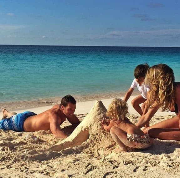 Tom Brady and Gisele Bundchen at the beach with their kids Ben and Vivian Father's Day