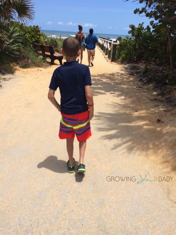 stride Rite phibian shoes at the beach