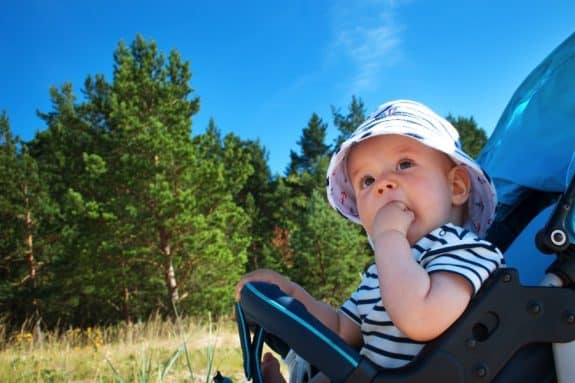 Baby outside sunny day