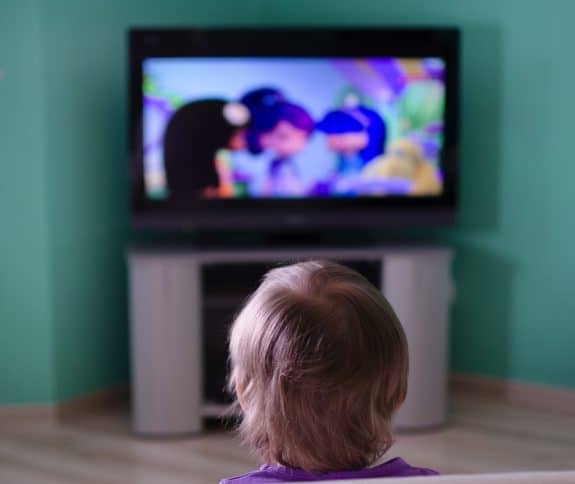 Child watching cartoons