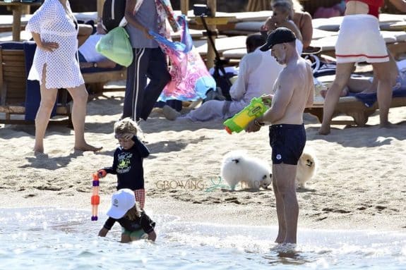 David Furnish in Sardinia with sons Zachary & Elijah