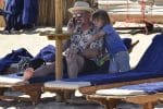 David Furnish with his son Elijah in Sardinia