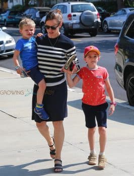 Jennifer Garner arrives at church with her kids Seraphina and Sam Affleck