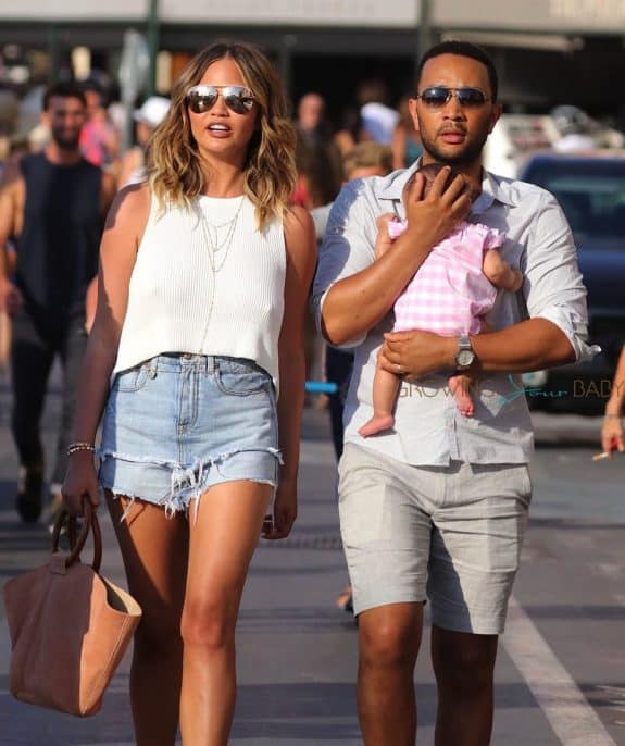 John Legend and Chrissy Teigen enjoy a day of sight-seeing in Saint-Tropez with their daughter Luna