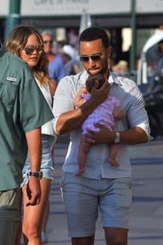 John Legend and Chrissy Teigen enjoy a day of sight-seeing in Saint Tropez with their daughter Luna