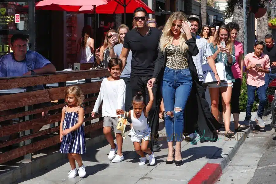 Khloe Kardashian with nieces North West and Penelope Disick and nephew Mason in San Diego