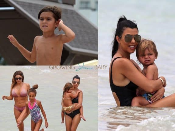 Kourtney Kardashian and her kids hit the beach in Miami with Larsa Pippen
