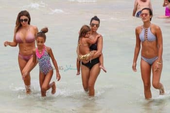 Kourtney Kardashian with daughter Penelope Disick and friend Larsa Pippen in Miami