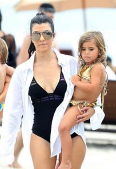 Kourtney Kardashian with daughter Penelope Disick in Miami, FL