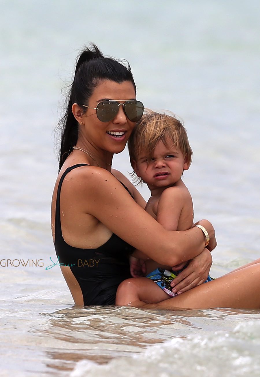 Kourtney Kardashian with son Reign Disick in Miami