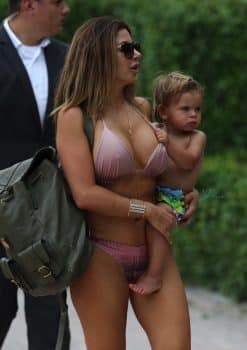 Larsa Pippen carries Reign Disick in Miami
