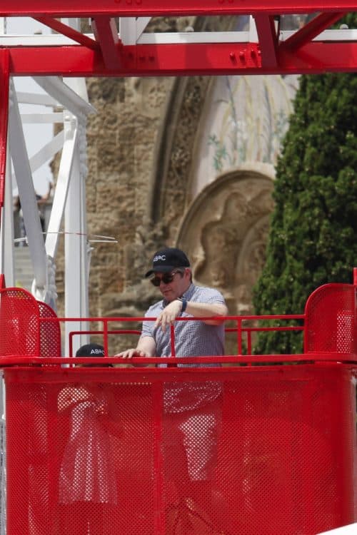 Matthew Broderick rides Talaia at Tibidabo Amusement Park with his daughter