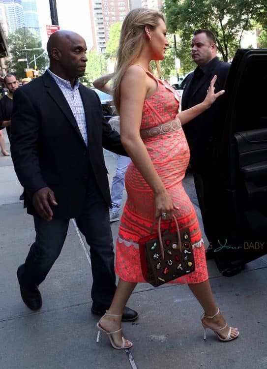Pregnant Blake Lively shows off her growing belly while promoting her new movie in NYC