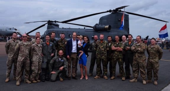 The Duke and Duchess of Cambridge pose with their son at the RIAT Airshow