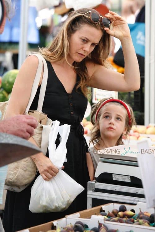 Alicia Silverstone with son Bear Blu Jarecki at the farmer's market in LA