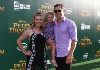 Beverly Mitchell with her husband and daughter at Pete's Dragon Premiere in Hollywood