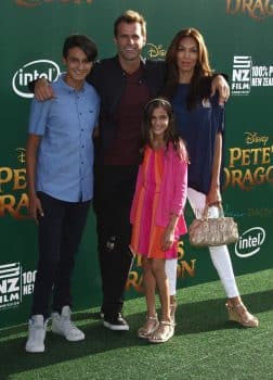 Cameron Matheson with his wife and kids at Pete's Dragon Premiere in Hollywood