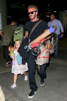David Beckham at LAX with daughter Harper