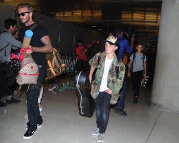David Beckham at LAX with kids Cruz and Brooklyn