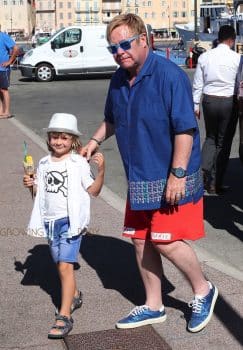 Elton John with son Zachary Furnish-John in St. Tropez