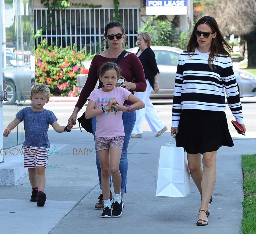 Jennifer Garner out in Santa Monica with kids Seraphina and Sam Affleck