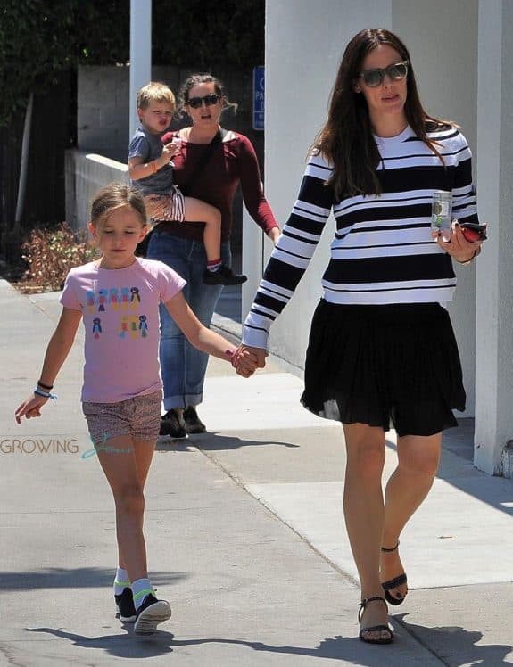 Jennifer Garner out in Santa Monica with kids Seraphina and Sam Affleck