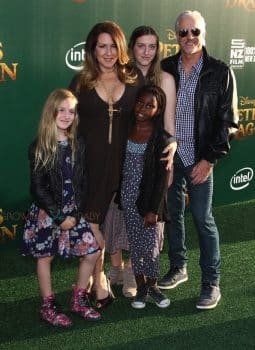 Joely Fisher with her family at Pete's Dragon Premiere in Hollywood