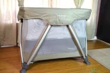 Nuna Sena Mini Playard with bassinet attached