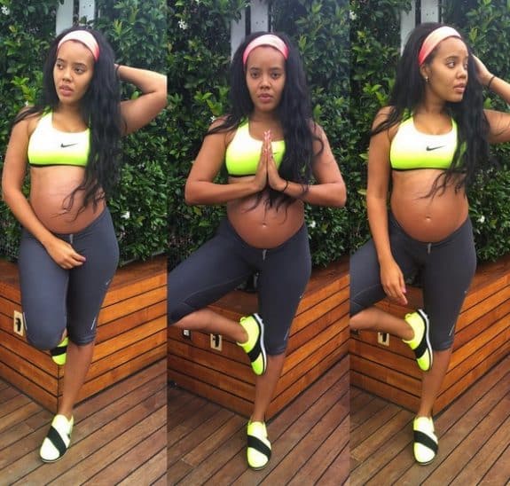 pregnant Angela Simmons does Yoga