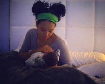 Angela Simmons with her new son