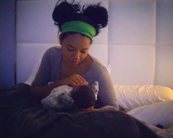 Angela Simmons with her new son