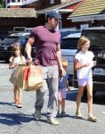 Ben Affleck arrives at the market with his kids Violet, Seraphina and Sam