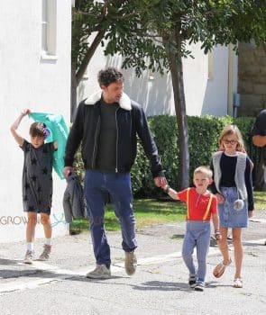 Ben Affleck leaves church with Sam, Seraphina and Violet
