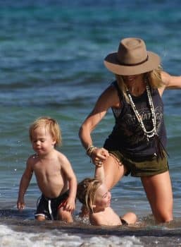 Elsa Pataky at the beach in Spain with her twins Tristan and Sasha