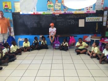 Sandals Foundation - my son reading to a grade one class