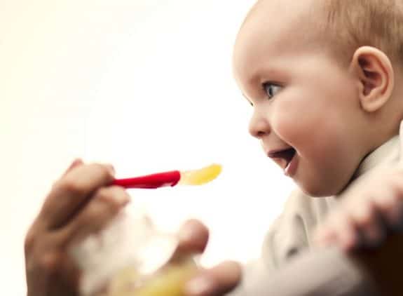 Young baby eating