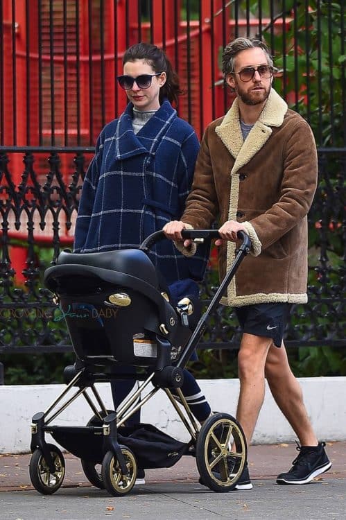 Anne Hathaway and Adam Shulman out with their son in Manhattan