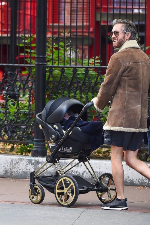 Anne Hathaway and Adam Shulman out with their son in Manhattan