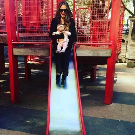 Chrissy Teigen at the park with daughter Luna