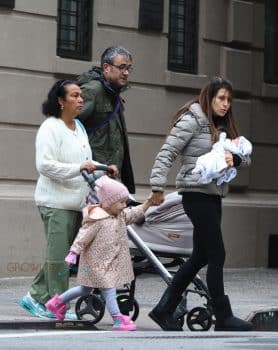 Hilaria Baldwin out in NYC with daughter Carmen and son Leo Baldwin