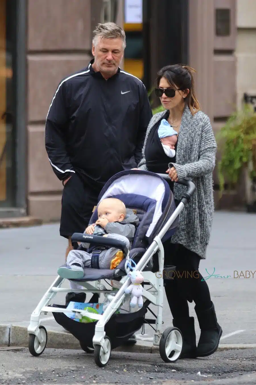 Hilaria and Alec Baldwin out in NYC with sons Leo and Rafael