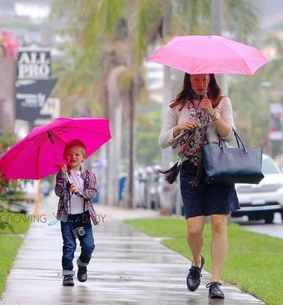 Jennifer Garner and son Sam Affleck leaving church