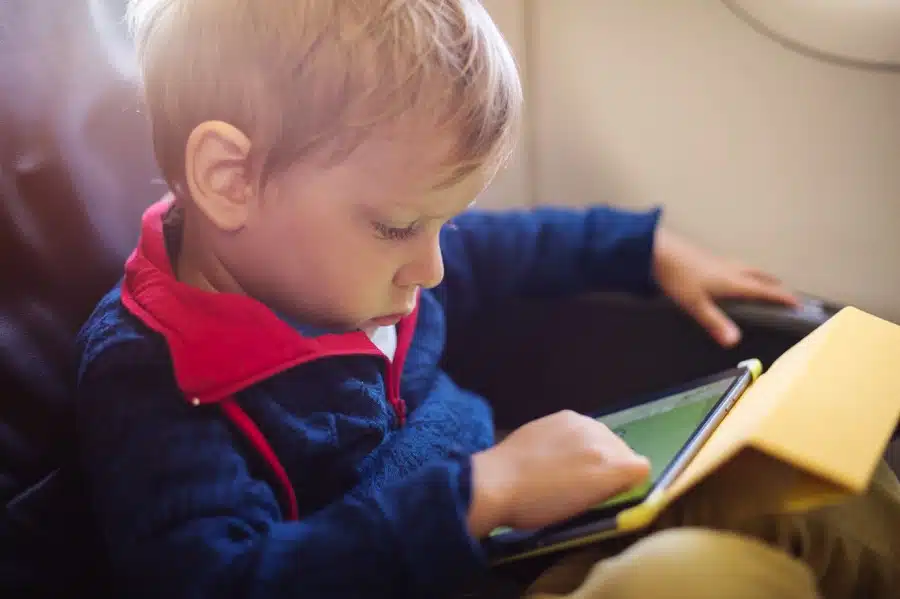 Little boy using tablet
