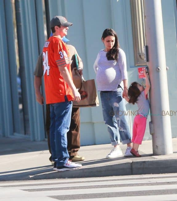 Ashton Kutcher and a very pregnant Mila Kunis Out And About In Beverly Hills