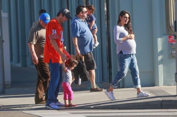 Ashton Kutcher and a very pregnant Mila Kunis Out And About In Beverly Hills