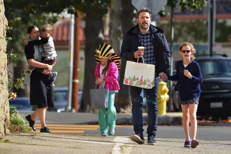 Ben Affleck leaves church with his daughter Seraphina and Violet Affleck