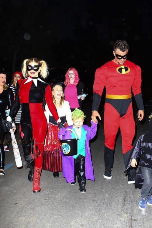 A classic Harley Quinn, Fergie and Incredibles dad Josh Duhamel were spotted taking their little joker Axl out for Halloween.